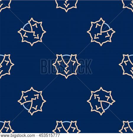 Line Chestnut Icon Isolated Seamless Pattern On Blue Background. Barbed And Strong Chestnut. Vector