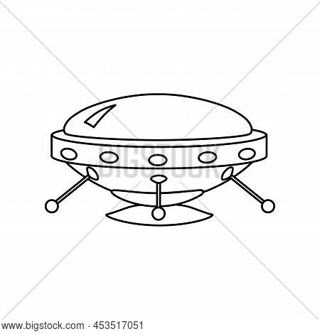 Ufo Icon, Spacecraft Of Alien. Vector Outline Style