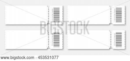Set Blank Ticket Template. Concert Ticket, Lottery Coupons. Vector Coupon