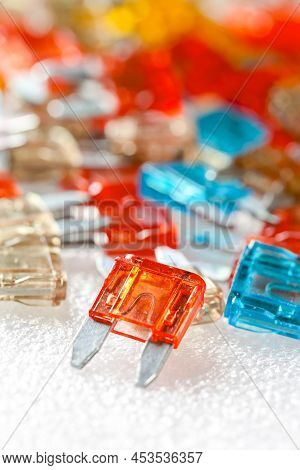 Industry Microelectronics Ideas. Closeup Shot Of Batch Of Colorful Fusable External Connectors Place