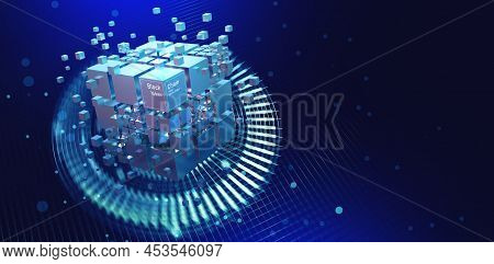 5g Mobile Technologies. Internet Communication And Data Transmission. 3d Illustration Of High-tech H