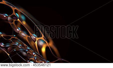 Art Poster. Nanotechnology In Virtual Reality. Artificial Intelligence Neural Network. Synthetic Mat