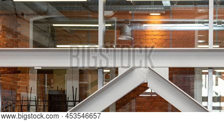 The Supporting Structure Of The Building Is Made Of Welded Metal Profile. Metal Structures In Indust