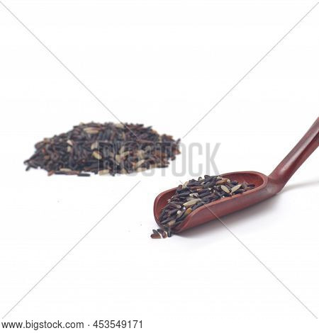Whole Grain Riceberry On A White Background.