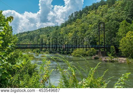 Copperhill, Tn Usa - September 03, 2016  Suspension Bridge At The Ocoee Whitewater Center Was The Si