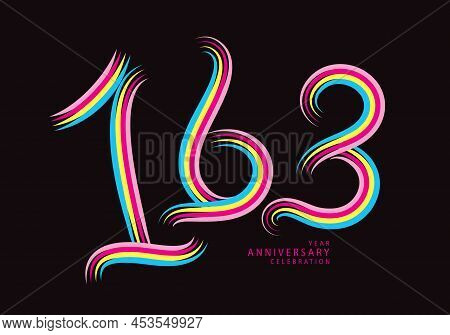 168 Number Design Vector, Graphic T Shirt, 168 Years Anniversary Celebration Logotype Colorful Line,