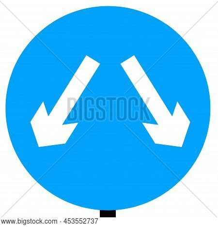 Vehicles May Pass Either Side To Reach Same Destination Sign