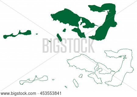 Moucha And Maskali Island (republic Of Djibouti, Gulf Of Tadjoura) Map Vector Illustration, Scribble