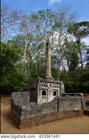 The Pillar Tomb At The Gedi Ruins Complex In Watamu, Kenya
