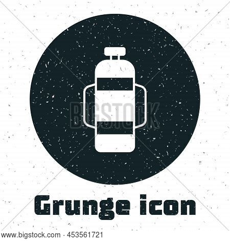 Grunge Aqualung Icon Isolated On White Background. Oxygen Tank For Diver. Diving Equipment. Extreme 