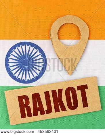 The Concept Of Tourism, Vacation And Geolocation. On The Indian Flag, A Geolocation Symbol And A Sig
