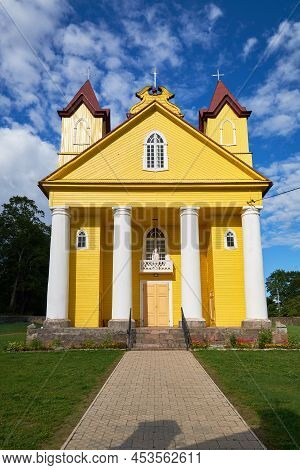 Old Ancient Wooden Holy Trinity Church, Daniushevo, Grodno Region, Belarus.