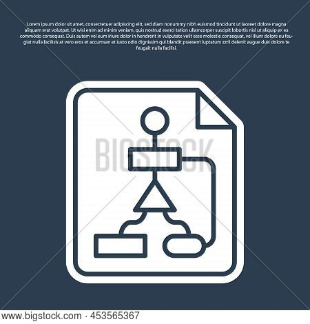 Blue Line Tile Flowchart For Program Design Or Process Management Plan Icon Isolated On Blue Backgro