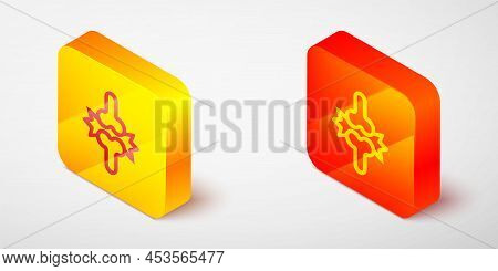 Isometric Line Joint Pain, Knee Pain Icon Isolated On Grey Background. Orthopedic Medical. Disease O
