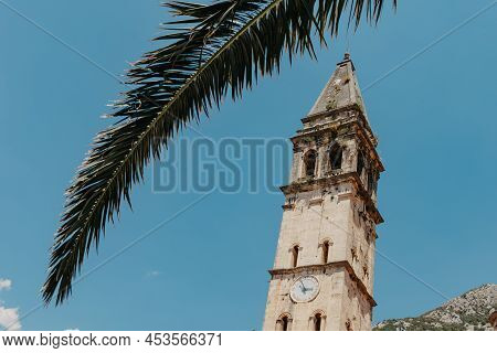 Historic City Of Perast At Bay Of Kotor In Summer, Montenegro. Scenic Panorama View Of The Historic 