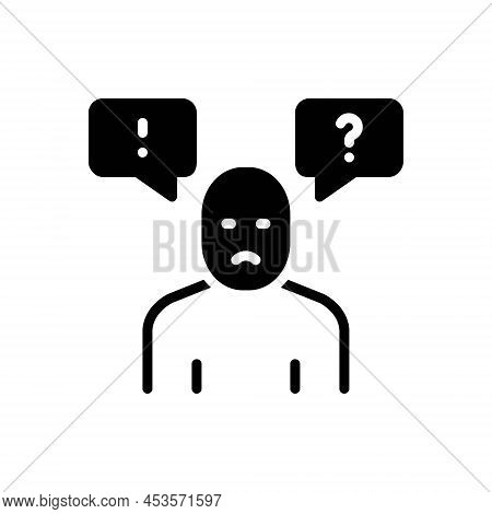 Black Solid Icon For Complaint Grievance Accusation Criticism Feedback Comment Bubble