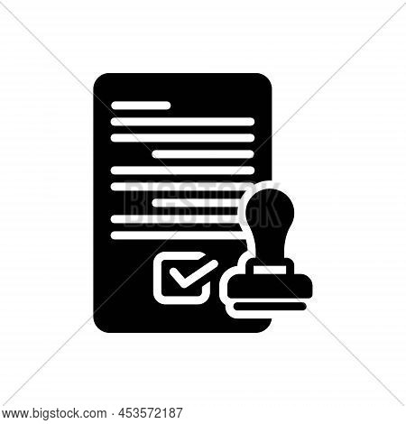 Black Solid Icon For Permitted Acceptable Allowable Approved Authorized Licensed Permission Certific