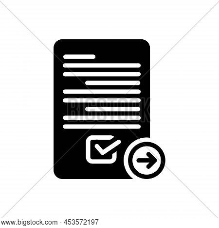 Black Solid Icon For Submissions Presentment Capitulation File Resignation Agreement Article Documen