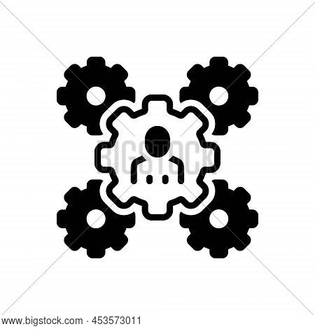 Black Solid Icon For Services Maintenance Utility Gearwheel Setting Progress Machinery Customer Work