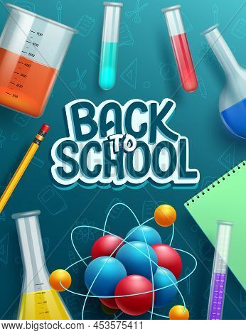 Back To School Vector Poster Design. Back To School Text In Paper Cut Decoration With Educational Sc