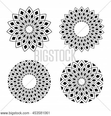 Abstract Geometric Circle Patterns. Decorative Design Elements. Vector Art.