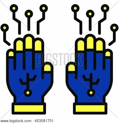 Vr Gloves Icon, Metaverse Related Vector Illustration