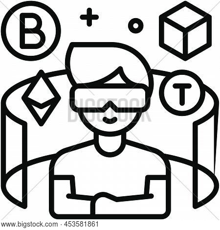 Avatar With Coin Elements Icon, Metaverse Related Vector Illustration