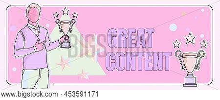 Conceptual Caption Great Content. Business Overview Satisfaction Motivational Readable Applicable Or