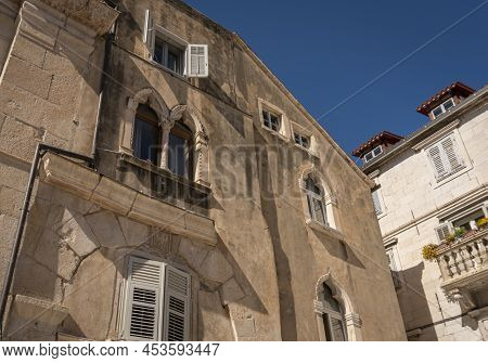 Building Facade In The Diocletian's Palace In The Ancient City Of Split, Croatia