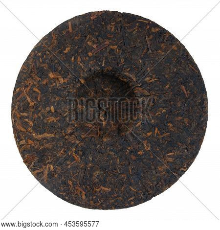 Reverse Side Of Pu Erh Tea Cake With Dimpled Indentation Isolated On Transparent Background