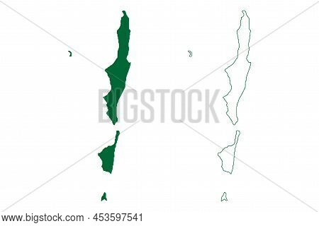 Bazaruto Archipelago (republic Of Mozambique, Indian Ocean) Map Vector Illustration, Scribble Sketch