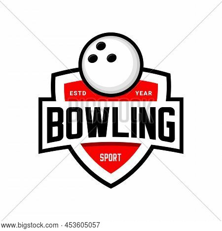 Bowling Sports Logo Vector On White Background, A Ball