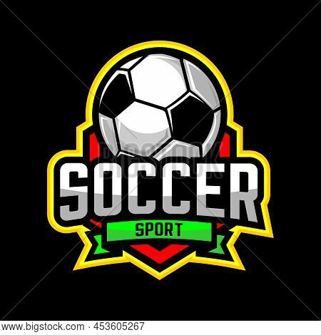 Football Logo Vector Design, Vector A Ball	On Black Background