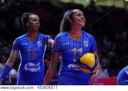 Ankara, Turkey - December 18, 2021: Priscila Heldes And Priscila Souza In Itambe Minas Vs Imoco Voll
