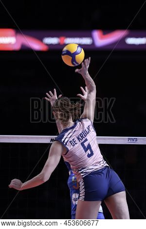 Ankara, Turkey - December 18, 2021: Robin De Kruijf In Action During Itambe Minas Vs Imoco Volley Co