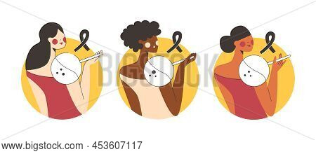 Sunburn And Skin Cancer Or Melanoma Awareness Month Cartoon Vector Illustration. Womens Birthmark Sp