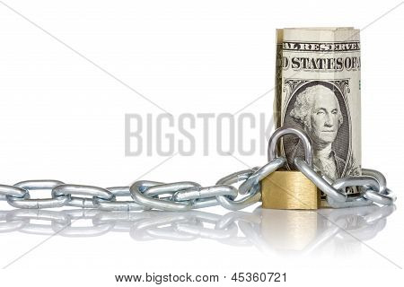 Americký dolar bankovka s Lock a řetěz