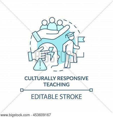 Culturally Responsive Teaching Turquoise Concept Icon. Deal With Traumatized Students Abstract Idea 
