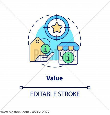 Value Concept Icon. Product Usefulness. Lean Manufacturing Key Principle Abstract Idea Thin Line Ill