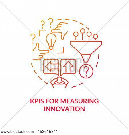 Kpis For Measuring Innovation Red Gradient Concept Icon. Barrier Of Innovation Management Abstract I