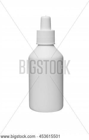 Mock Up Plastic Bottle For Hydrogen Peroxide Isolated On White Background With Copy Space, Medicine 