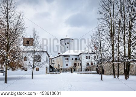 Medieval Castle Budatin In Winter, Nearby Zilina Town In Slovakia, Europe.
