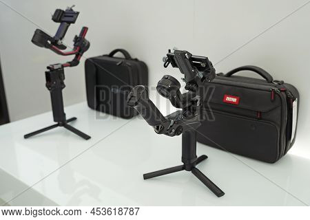 Gimbals For Sale In Store. Gimbals Zhiyun And Dji. Minsk, Belarus - April, 2022
