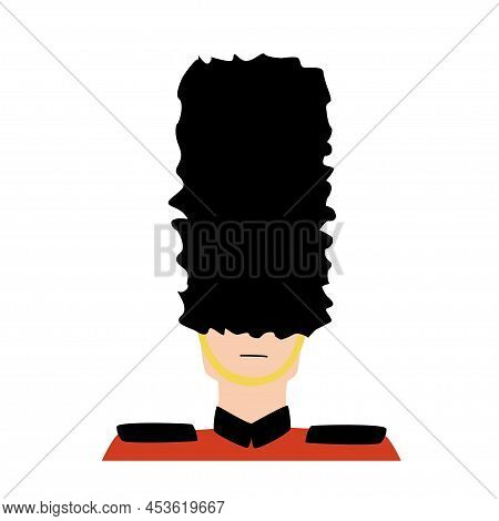 British Royal Guard Vector Illustration. Royal Life Guard In Black Bearskin Hat.