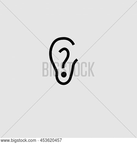 Ear Symbol With Question Mark Inside, Conceptual Vector