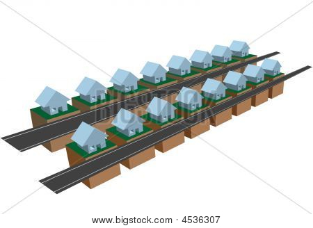 แถวบ้านแถวบล็อกบนถนน