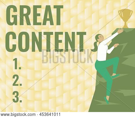 Conceptual Caption Great Content. Business Approach Satisfaction Motivational Readable Applicable Or