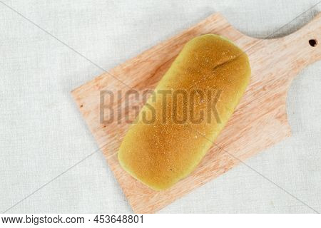 Green Pandan Long John Buns Bread With Copy Space For Text
