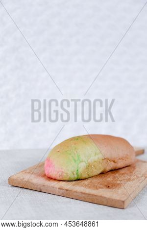 Rainbow Long John Buns Bread With Copy Space For Text