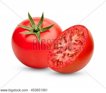 Fresh Tomatoes Isolsted On White Background.vegetable For Health.